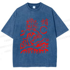 Unisex Waves Octopus Printed Washed Tee