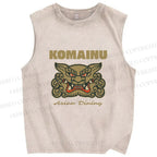 Unisex Komainu Printed Washed Tank Top