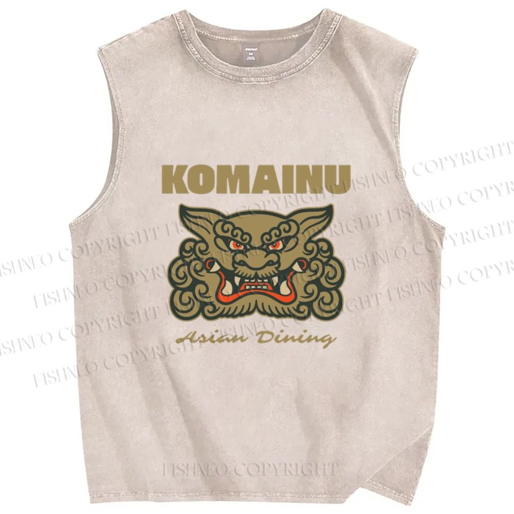 Unisex Komainu Printed Washed Tank Top