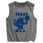 Unisex Padel Bro Cat Printed Washed Tank Top