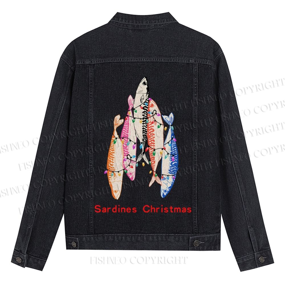 Sardine Christmas Light Printed Denim Jacket