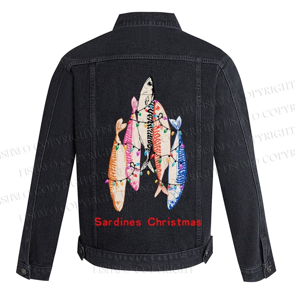 Sardine Christmas Light Printed Denim Jacket
