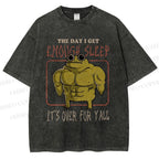 Unisex Muscle Frog Printed Washed Tee
