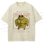 Unisex Muscle Frog Printed Washed Tee