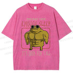 Unisex Muscle Frog Printed Washed Tee