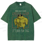 Unisex Muscle Frog Printed Washed Tee