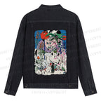 Vintage Graffiti Printed Denim Jacket