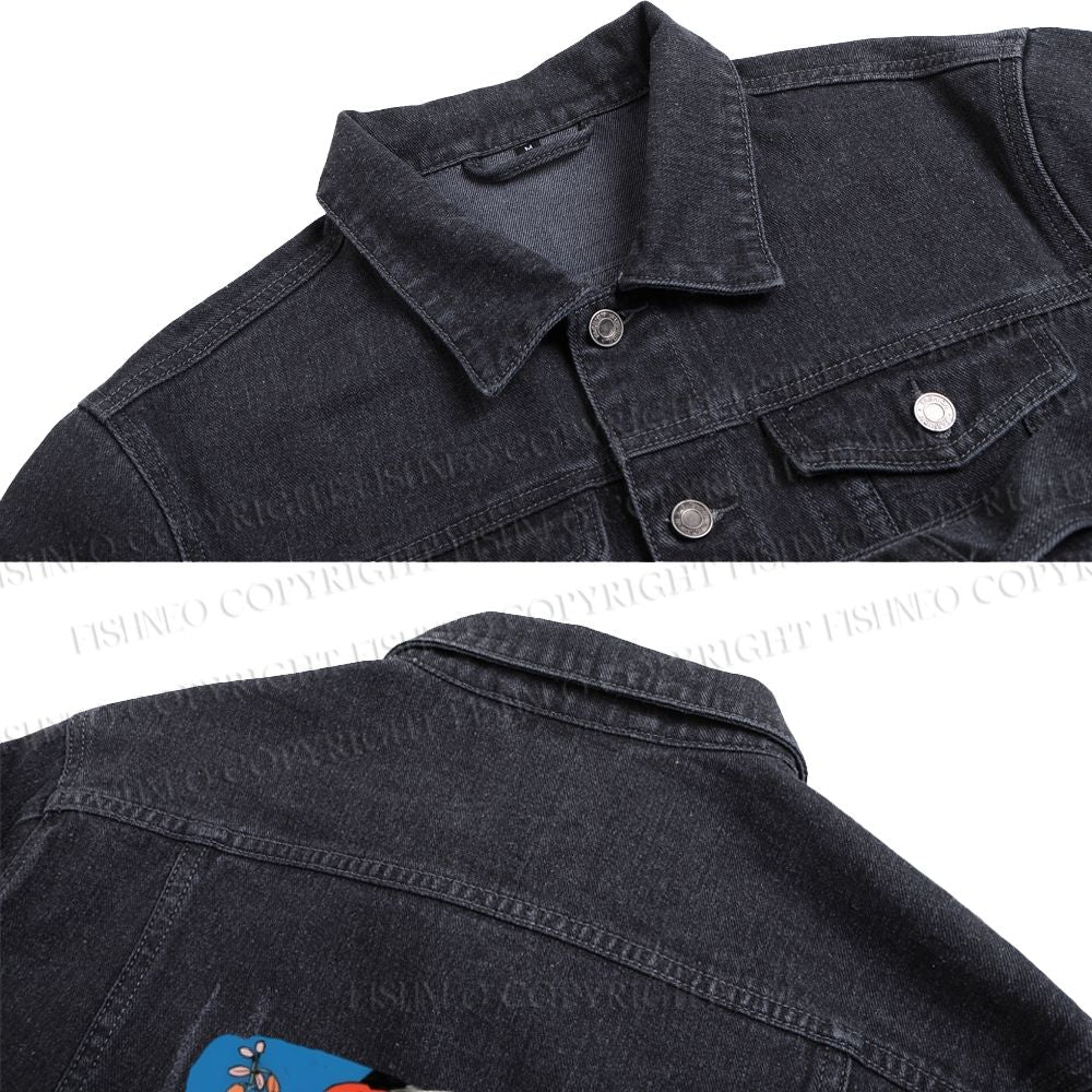 Vintage Graffiti Printed Denim Jacket