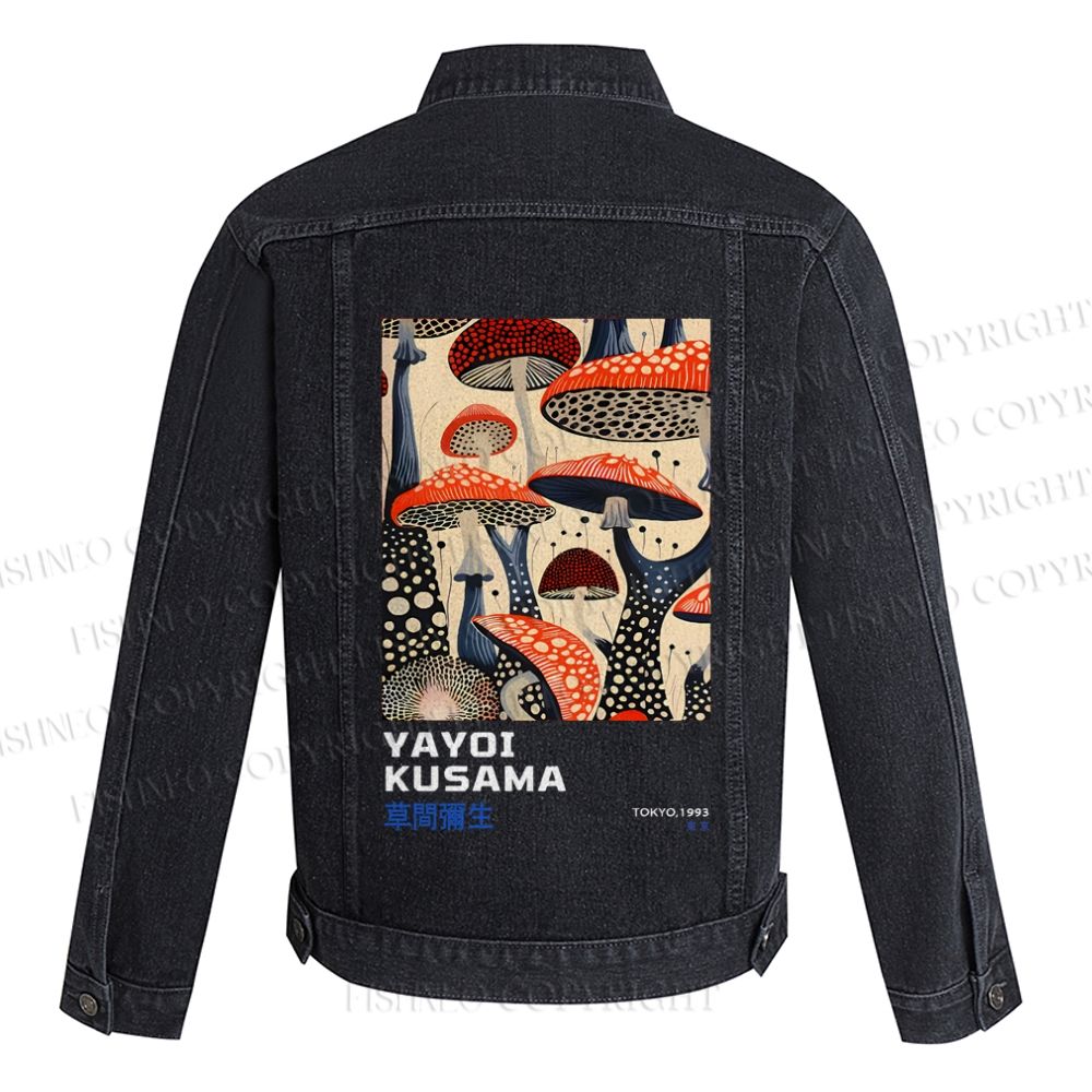 Yayoi Kusama Mushroom Vintage Japanese Printed Denim Jacket