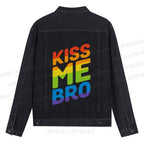 Pride Kiss Me Bro Printed Denim Jacket