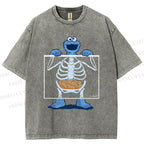 Unisex X-ray Cookie Monster Printed Washed Tee