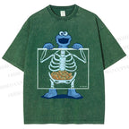 Unisex X-ray Cookie Monster Printed Washed Tee