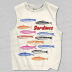 Unisex Colored Sardines Printed Tank Top