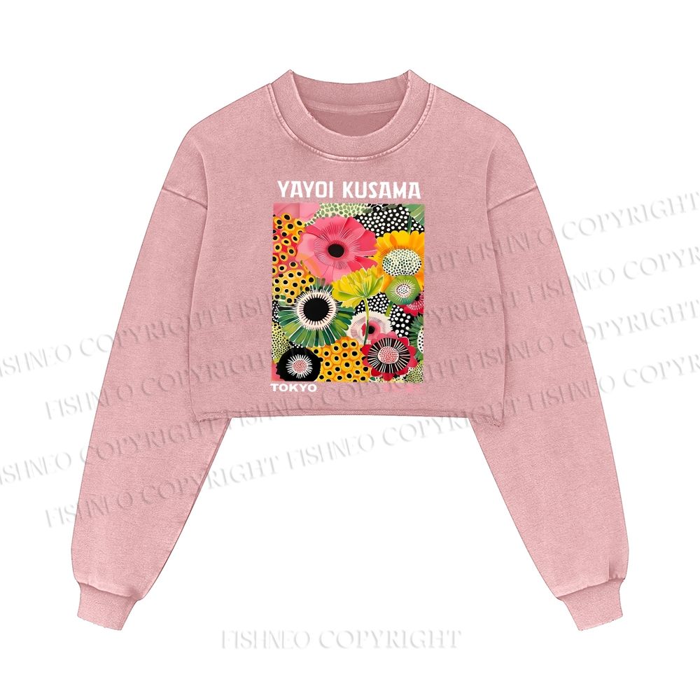 Flowers Yayoi Kusama Washed Crop Sweatshirt