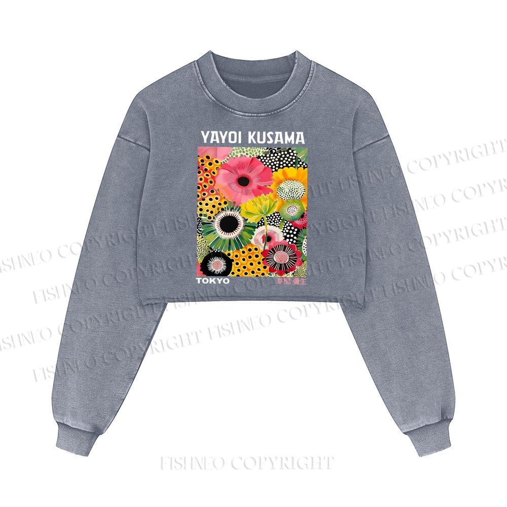 Flowers Yayoi Kusama Washed Crop Sweatshirt