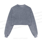 Bauhaus Japanese Crane Printed Washed Crop Sweatshirt