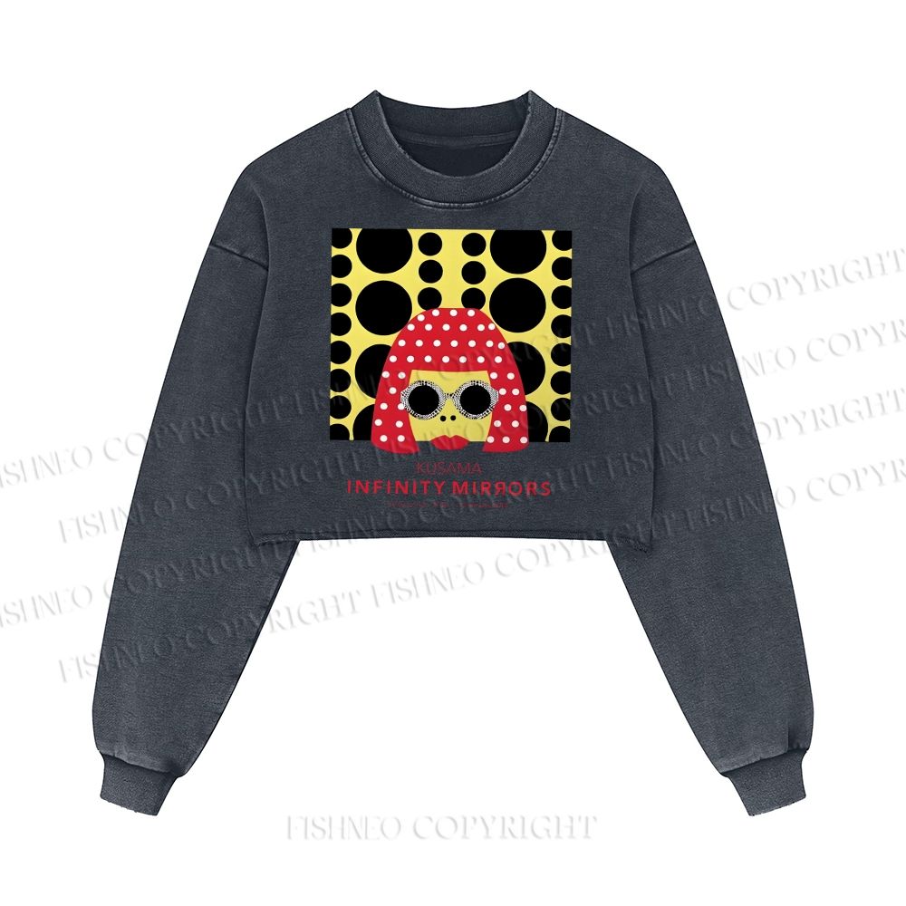 Japanese Yayoi Kusama Woman Washed Crop Sweatshirt