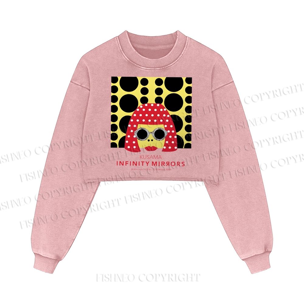 Japanese Yayoi Kusama Woman Washed Crop Sweatshirt