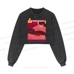 Pink Bears Yayoi Kusama Washed Crop Sweatshirt