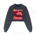 Pink Bears Yayoi Kusama Washed Crop Sweatshirt