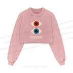 Bauhaus Art Eyes Printed Washed Crop Sweatshirt