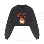 We Are Punks Yoshitomo Nara Printed Washed Crop Sweatshirt