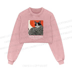 Yayoi Kusama Cat Printed Washed Crop Sweatshirt