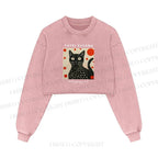 Yayoi Kusama Cat Printed Washed Crop Sweatshirt