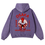 Osaka Drunken Octopus Vintage Washed Cotton Back Art Hoodie