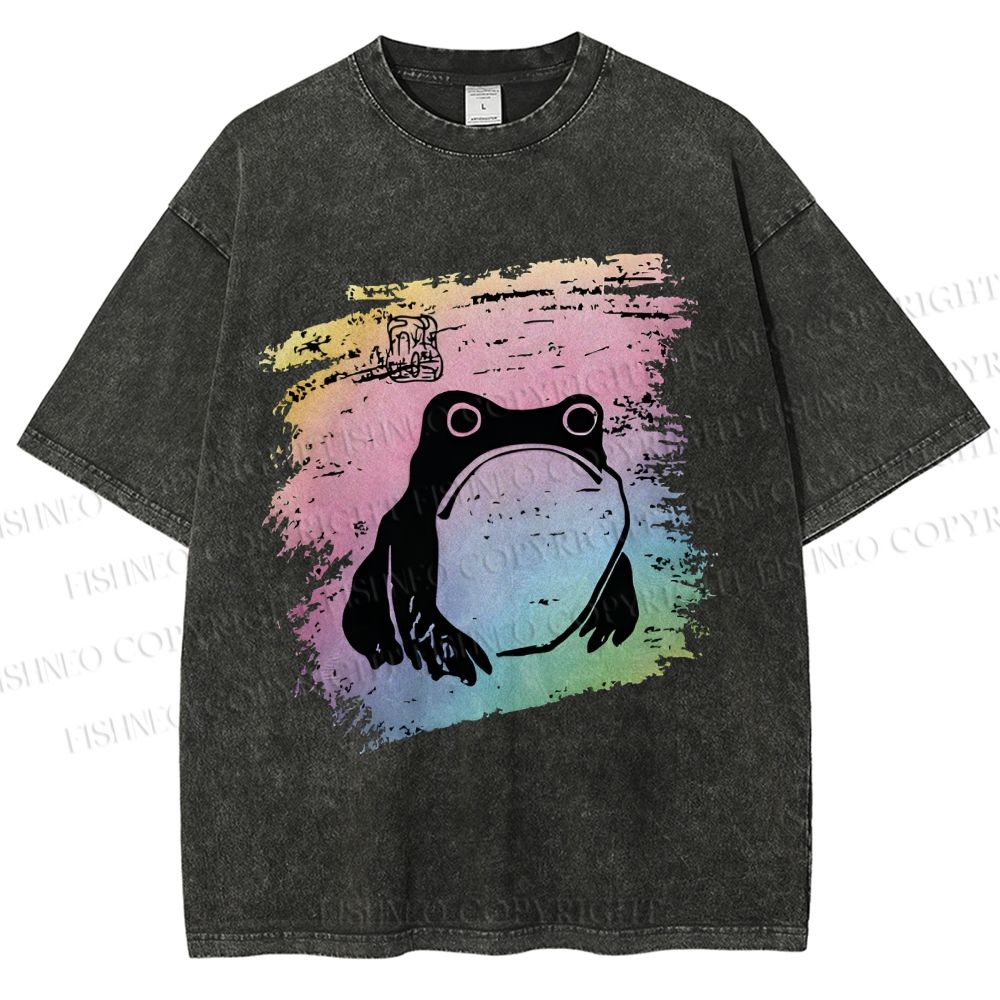Unisex Grumpy Matsumoto Hoji Frog Printed Washed Tee