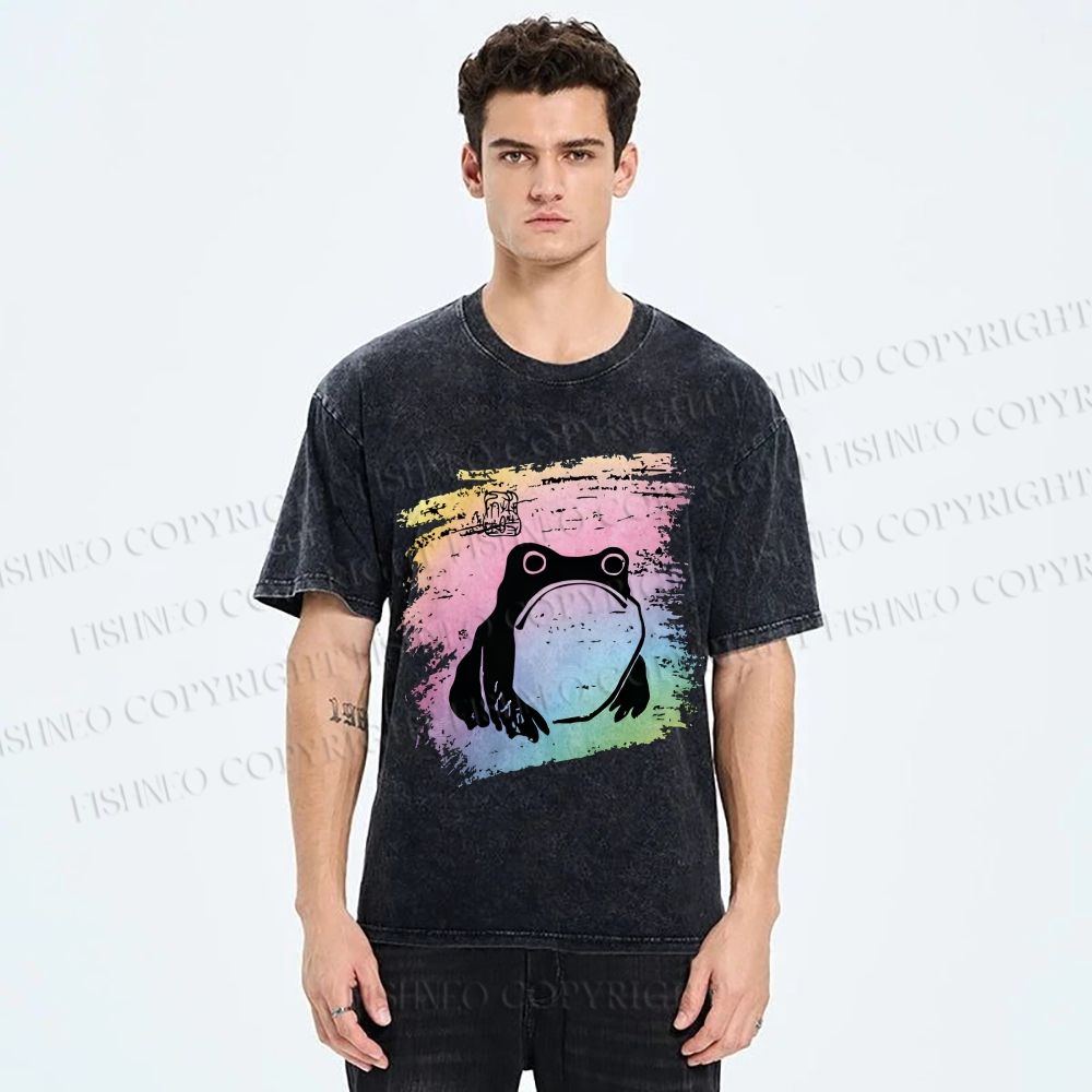 Unisex Grumpy Matsumoto Hoji Frog Printed Washed Tee