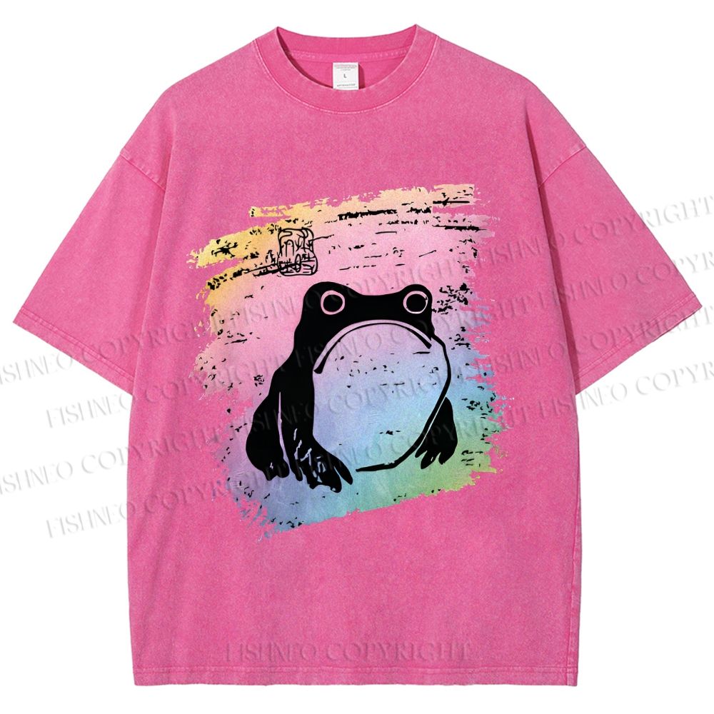 Unisex Grumpy Matsumoto Hoji Frog Printed Washed Tee