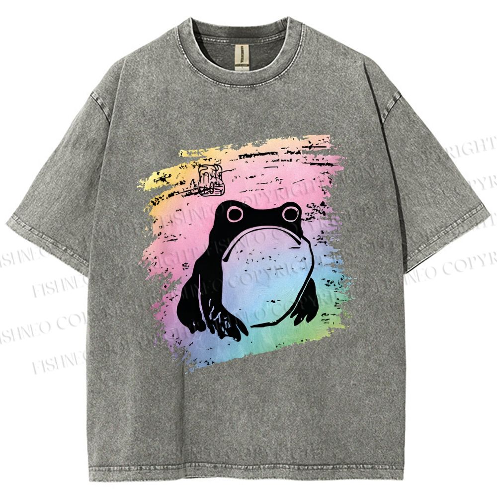 Unisex Grumpy Matsumoto Hoji Frog Printed Washed Tee