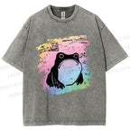 Unisex Grumpy Matsumoto Hoji Frog Printed Washed Tee