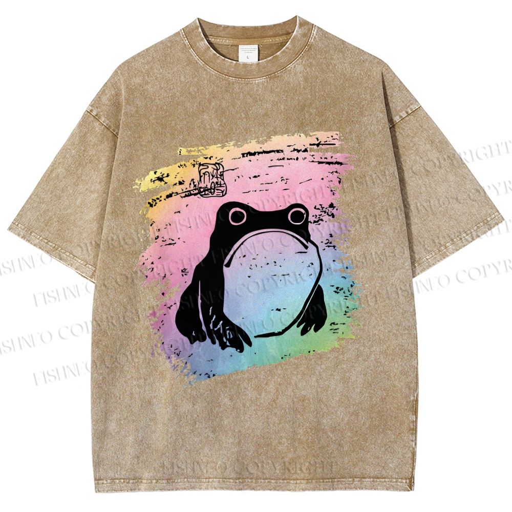 Unisex Grumpy Matsumoto Hoji Frog Printed Washed Tee
