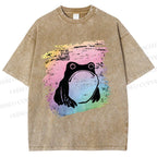 Unisex Grumpy Matsumoto Hoji Frog Printed Washed Tee