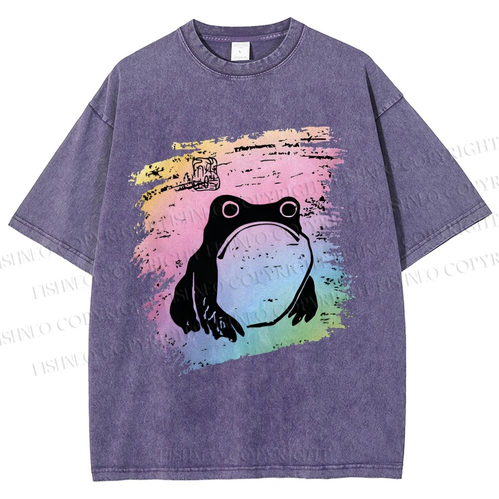 Unisex Grumpy Matsumoto Hoji Frog Printed Washed Tee