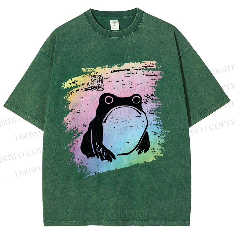 Unisex Grumpy Matsumoto Hoji Frog Printed Washed Tee