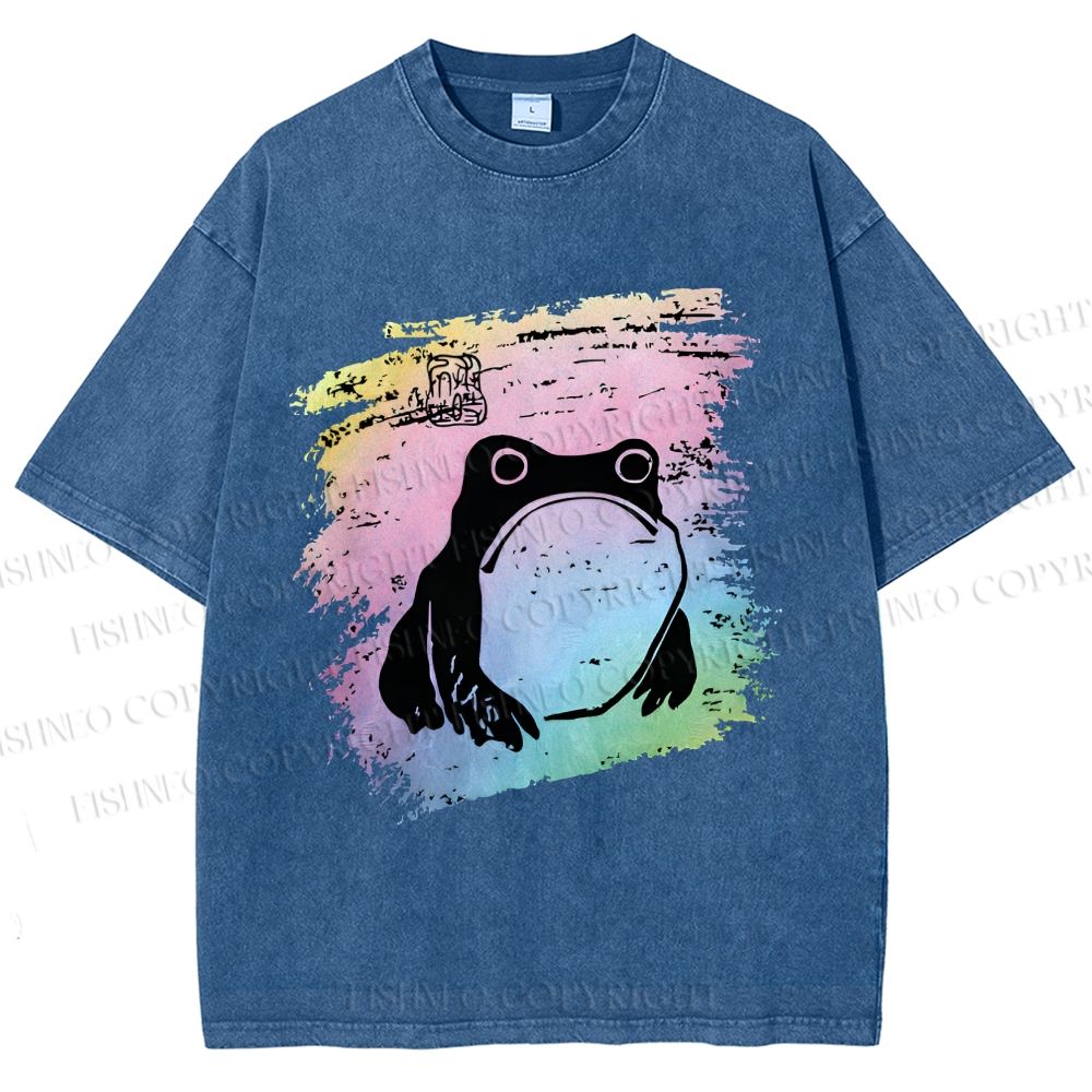 Unisex Grumpy Matsumoto Hoji Frog Printed Washed Tee