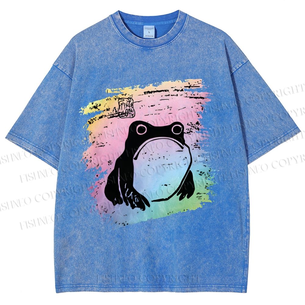 Unisex Grumpy Matsumoto Hoji Frog Printed Washed Tee