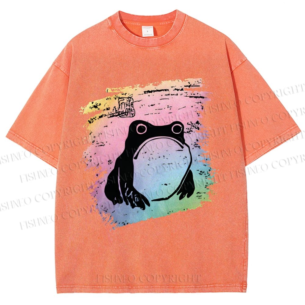 Unisex Grumpy Matsumoto Hoji Frog Printed Washed Tee