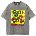 Unisex Stop Aids Printed Washed Tee