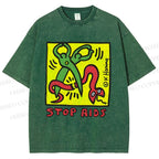 Unisex Stop Aids Printed Washed Tee