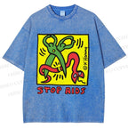 Unisex Stop Aids Printed Washed Tee