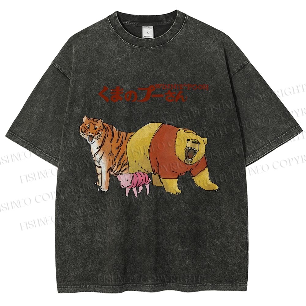 Unisex Winnie The Pooh Printed Washed Tee