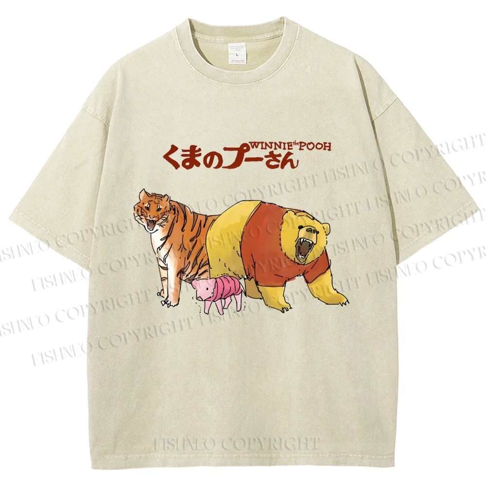 Unisex Winnie The Pooh Printed Washed Tee