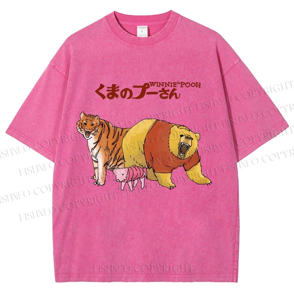 Unisex Winnie The Pooh Printed Washed Tee