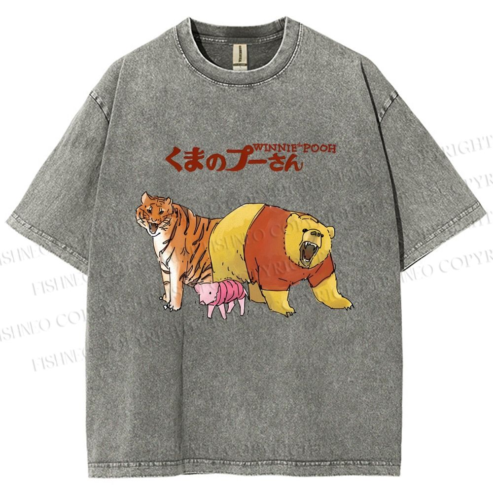 Unisex Winnie The Pooh Printed Washed Tee