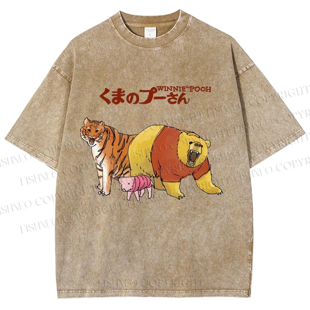 Unisex Winnie The Pooh Printed Washed Tee
