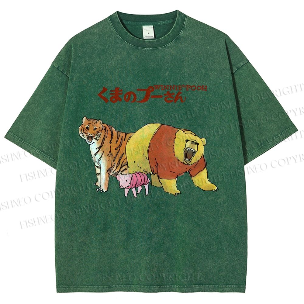 Unisex Winnie The Pooh Printed Washed Tee